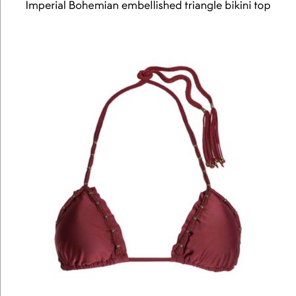Vix Burgundy Embellished Triangle Bikini Top